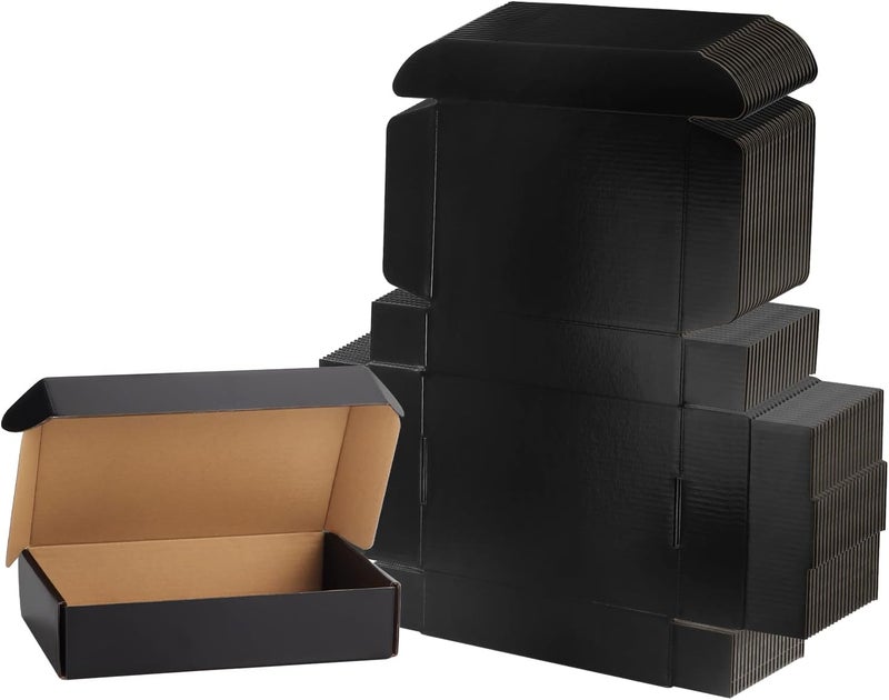 EXYGLO Shipping Cardboard Boxes for Small Business, Packing and Mailing, 9x6x2 - Pack of 25, Black - Image 1